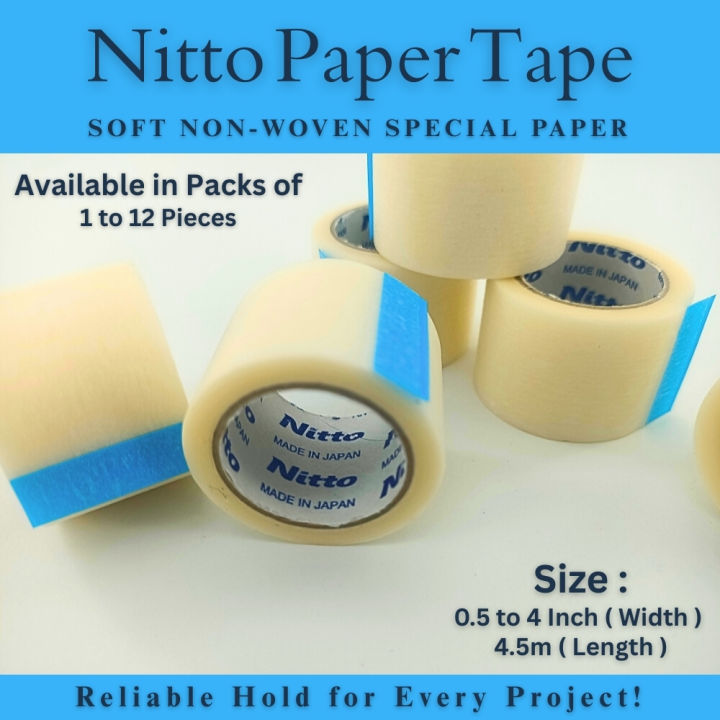 Paper Adhesive Tape Roll Soft and Breathable Multipurpose Tape 0.5 Inch 1 Inch 2 Inch 3 Inch 4 Inch 1 to 12 Pcs 4.5m Length Ideal for Sensitive Surfaces Eyelash Extensions Crafts Art DIY Projects Packing Decoration Medical Use and Beauty Applications