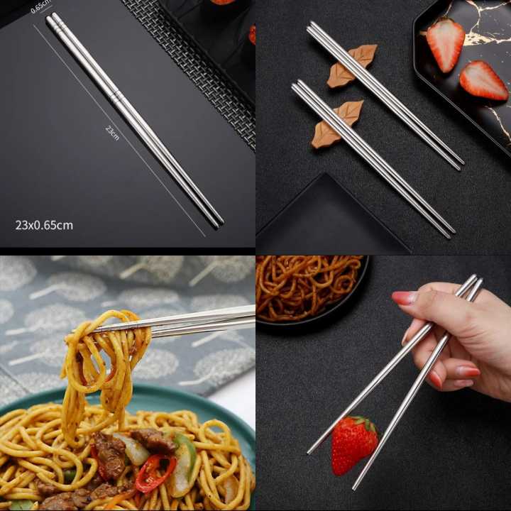 5 Pair Reusable Stainless Steel Chopsticks Korean Chopsticks Non-Slip Chop Sticks Use for Home Kitchen Hotel Restaurant