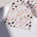 Cute Jelly Pink Cat Paw Print Lovely Kitty Puppy Dog Cartoon 5D Embossed Relief Self Adhesive Nail Art Sticker 3D Manicure Decal. 