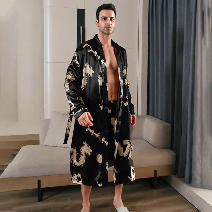 Pajama%20men's%20spring%20and%20autumn%20silk%20thin%20style%20oversized%20pajamas%20long%20sleeved%20bathrobes%20ice%20silk%20bathrobes%20home%20clothing%20summer%20-%20Image%203