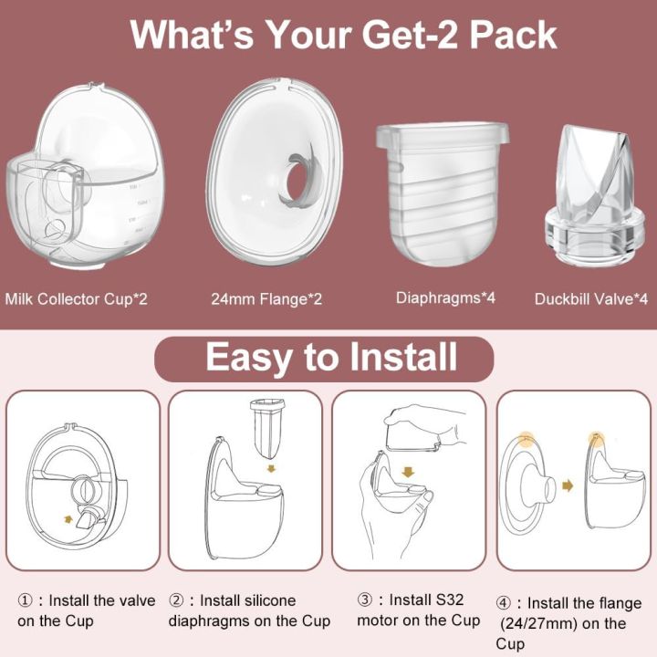 Two%20Full%20Sets%20Breast%20Pump%20Parts%20with%2024mm%20Flange%20Compatible%20with%20Lansinoh%20Discreet%20Duo/NCVI/Nuliie%20S32%20Breast%20Pump%20Replacement%20-%20Image%203
