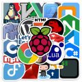 25pcs Development Stickers Programming JS Docker Html Application Geek Hacker DIY Decorative Decal for Laptop Phone Luggage Waterproof. 