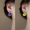Colorful Enamel Flower Metal Alloy Ear Buckle Dopamine Sweet Earrings Girls Birthday Party Friendship Jewelry . 
