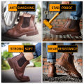 Water Proof Safety Work Shoes For Men Steel Head Leather Boots Male Footwear Indestructible Construction Work Shoes Brown. 
