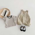 2pcs Baby Suits Newborn Boy Clothes Summer Short Sleeves Stripe Baby Tops with Jumpsuit Two Piece Sets 0-2yrs.