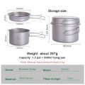 Boundless Voyage Titanium Pot Pan Set with Folding Handles Camping Cookware Hiking. 