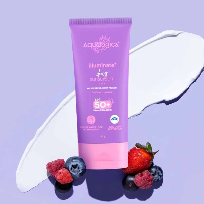 Aqualogica Illuminate+ Dewy Sunscreen SPF 50+ PA++++ with Wild Berries & Alpha Arbutin 80 gm