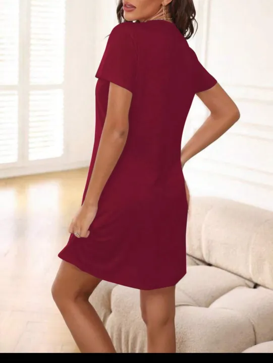 Simple%20And%20Fashionable%20Ladies'%20Home%20Wear%20Pajamas%20Suitable%20For%20Home%20Use%20Skirt%20Breathable%20Half-Length%20Short%20Dres%20-%20Image%206