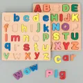 Colorful Alphabet Number Wooden Puzzles Toy for Kids Montessori Early Educational Baby Toys Intelligent Matching Game Child Gift. 