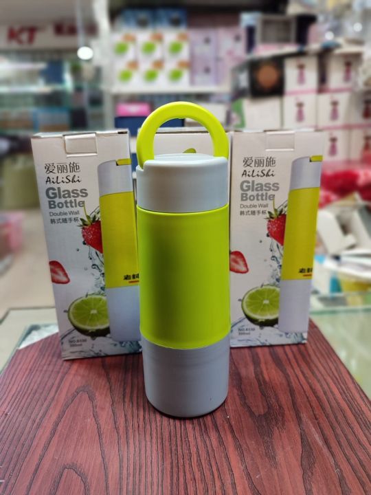Glass Bottle Double Wall Good Quality 300ml
water bottle for school college BPA Free and Reusable, Easy to Hold, Leak Proof, Perfect Everyday Gift, Carrying Handle, Best Water Bottle to Stay Hydrated All Day