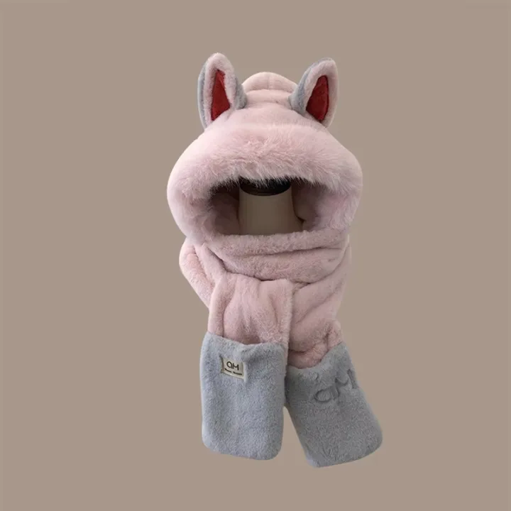 Winter%20New%20Outdoor%20Fox%20Warm%20Ear%20Protection%20Scarf,%20Furry%20and%20Fashionable%20One-Piece%20Plush%20Hat%20-%20Image%204