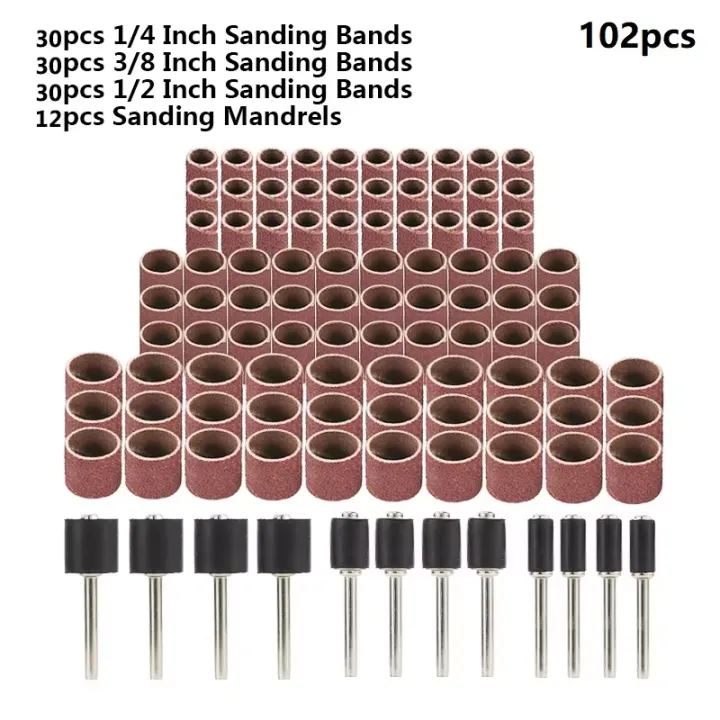 XCAN%20102/132pcs%201/4%203/8%201/2%20Inch%20Sanding%20Drum%20Set%20With%20Sanding%20Mandrels%20Sanding%20Bands%20For%20Nail%20Dremel%20Accessories%20-%20Image%205