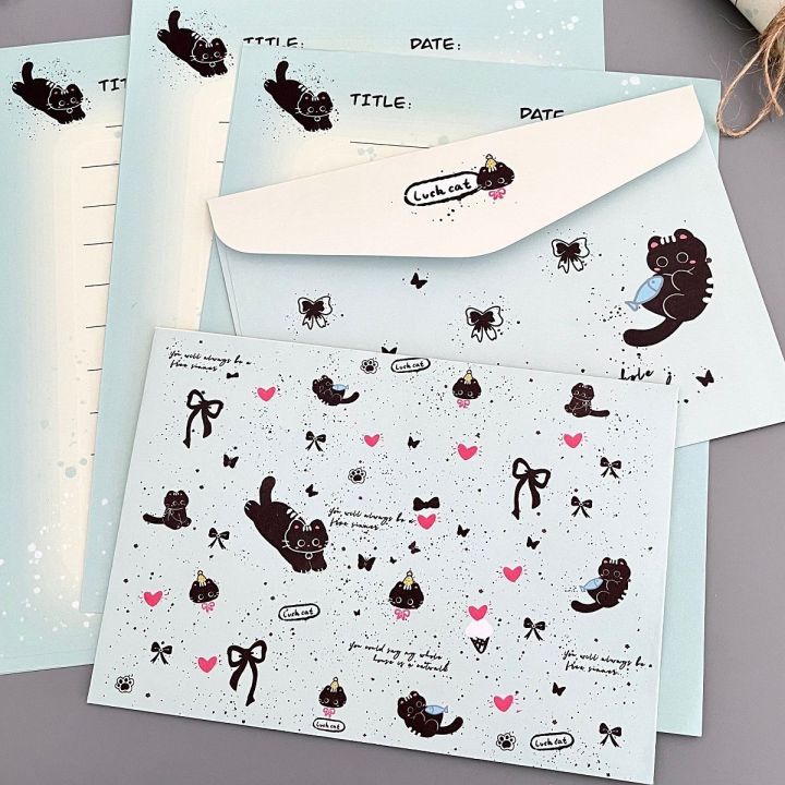Splashing Ink Love Cat Envelope Letter Paper High Beauty Cute Letter Writing Handwritten Simple Letter Paper
