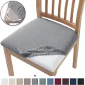 Stretch Jacquard Chair Seat Covers Chair Removable Washable Upholstered Dining Room Chair Seat Protector Cushion Slipcovers. 