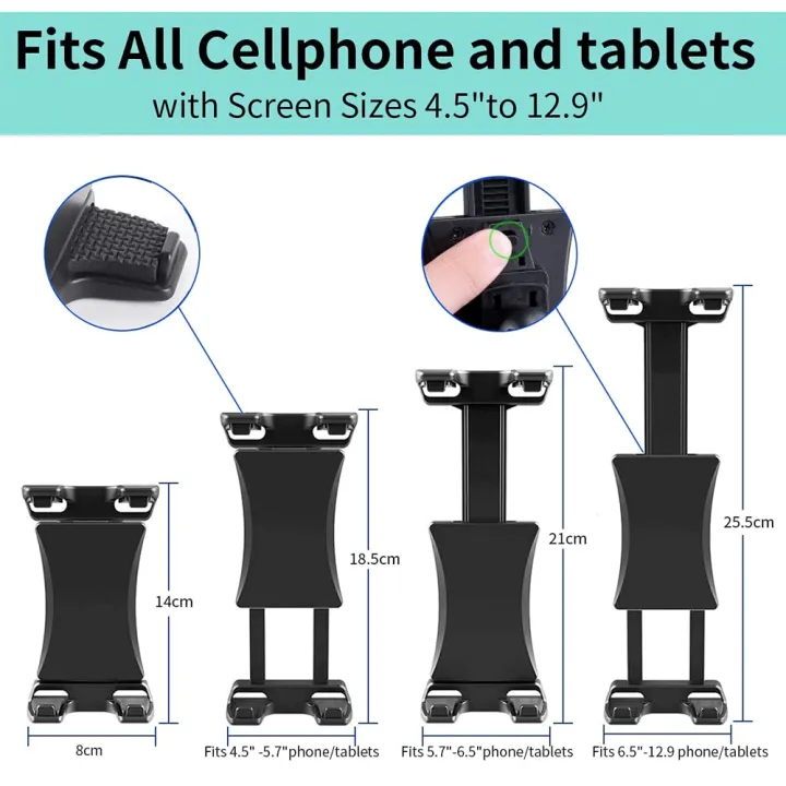 Universal%20Tablet%20Stand%204-13"%20Adjustable%20&%20Phone%20Mount%20Holder%20for%20Motorcycle%20Bike%20Microphone%20Tripod,%20Heavy%20Duty%20Bracket%20with%20360%C2%B0%20-%20Image%206