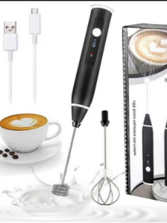 Milk Frother Handheld Coffee Frother Electric Whisk, USB Rechargeable Foam Maker Bubbler Egg Beater for Hot Chocolate