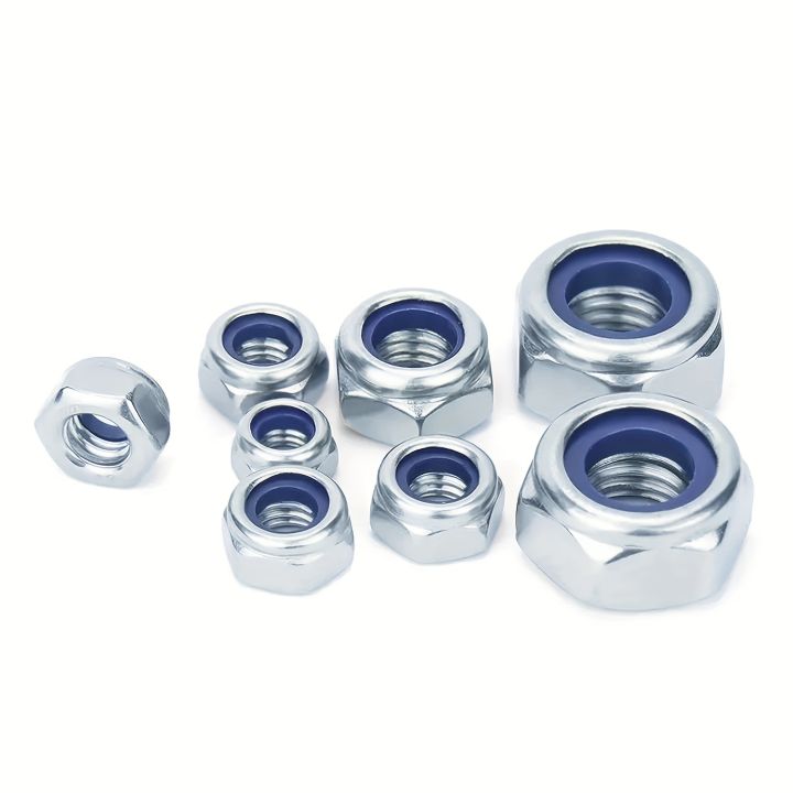 304%20Stainless%20Steel%20DIN985%20Nylon%20Lock%20Nut%20Insert%20Hexagonal%20Self-pressing%20Silvery%20M4M5M6M8M10M12%20-%20Image%202