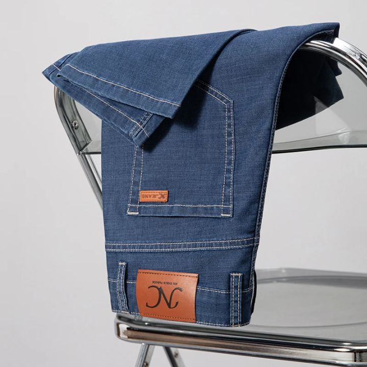 Summer%20Thin%20Lyocell%20Men's%20Jeans%20Shorts%20Blue%20Gray%20Classic%20Style%20Elasticity%20Straight%20Light%20Business%20Casual%20Denim%20Shorts%20Male%20-%20Image%207