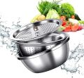 3in1 Multifunctional Stainless Steel Grating Basin thick stainless steel drain basin kitchen/Vagetable Cutter. 