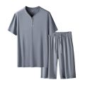 Men's Ultra Fine Modal Pajamas Set Short Sleeves Comfortable Spring Summer Luxury Sleepwear Loungewear for Men. 