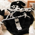 Japanese Panty Black Panties Women's Underwear Sexy Lace Panties Girls' Tie Bow Briefs Low Waist Comfort Underpants Lingerie. 
