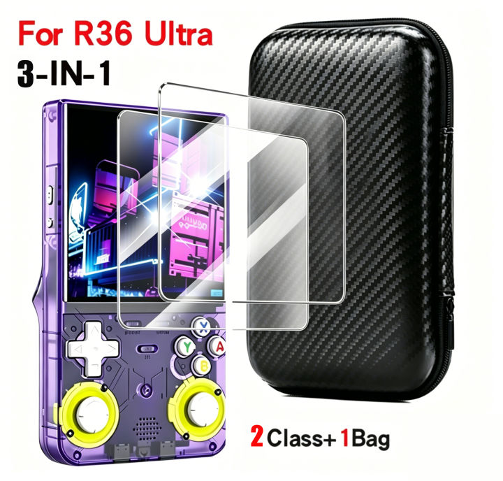 For R36 Ultra game console storage bag EVA hard shell anti pressure waterproof bag anti scratch screen protector silicone case