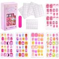 24 Pcs Kids False Nail Press on Nails Kids Teens Girls  Full Cover Short False Nails Children Nail Tips Lovely Gift for Kids Little Girls Nail Art Decoration with glue stickers. 