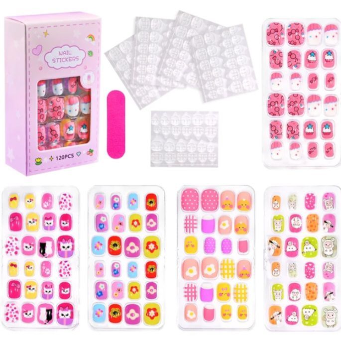 24%20Pcs%20Kids%20False%20Nail%20Press%20on%20Nails%20Kids%20Teens%20Girls%20%20Full%20Cover%20Short%20False%20Nails%20Children%20Nail%20Tips%20Lovely%20Gift%20for%20Kids%20Little%20Girls%20Nail%20Art%20Decoration%20with%20glue%20stickers%20-%20Image%204