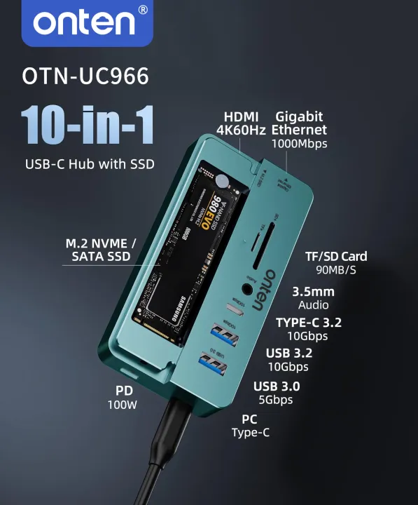 ONTEN%2010%20in%201%20USB%20C%20Docking%20Station%2010Gbps%20M.2%20NVMe%20SATA%20SSD%20Enclosure%20Gigabit%20Ethernet%204K%20HDMI%20PD%20Type%20C%20Hub%20Multi%20Port%20A%20-%20Image%202