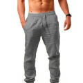 Men's Cotton Linen Pants Male Autumn New Breathable Solid Color Linen Trousers Fitness Streetwear S-3XL. 