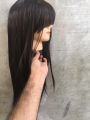 New full head hair extension with front bang natural hair color. 