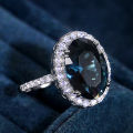 Huitan Charming Blue CZ Women Rings Wedding Party Accessories Bling Bling Graceful Bridal Eternity Ring Trendy Jewelry Wholesale.