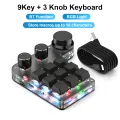 Programming Macro Custom 9 Key 3 Knob Keyboard RGB Copy Paste Mini Button Photoshop Gaming Keypad Mechanical Hotswap Macropad. 