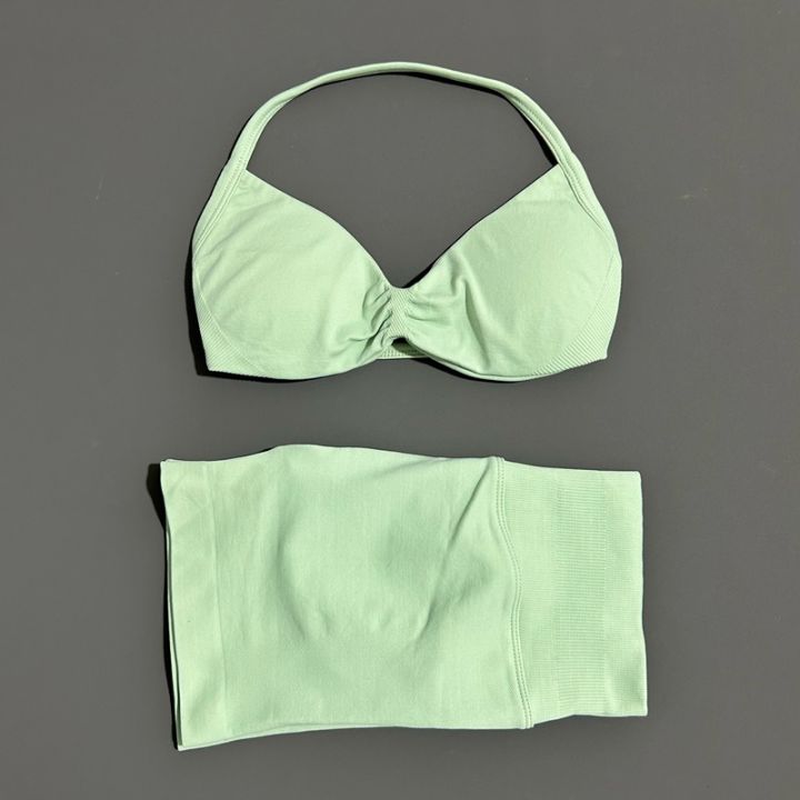 HISTELLO%20Gym%20Set%202%20Piece%20Women%20Strappy%20Yoga%20Bra%20Top%20Workout%20Scrunch%20Shorts%20Sports%20Suit%20Fitness%20Clothes%20Seamless%20Yoga%20Set%20-%20Image%207