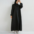 Middle Eastern Islamic Modest Dress Muslim Ramadan Maxi Dresses Full Sleeve Casual Black Dress Women Abayas. 
