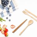 Bamboo Travel Tableware Reusable Bamboo Cutlery Set with Carrying Case Portable Wooden Dinnerware Bamboo Charcoal Toothbrush. 