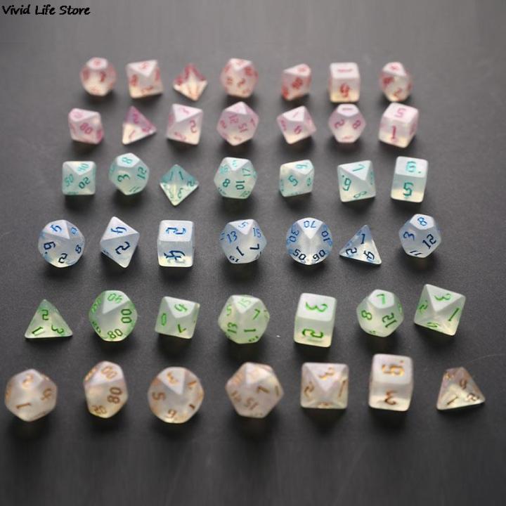 1Set Iridescent Glitter Polyhedral Dice Set for Tabletop Games DND D4 D6 D8 D10 D% D12 D20 For Board Game