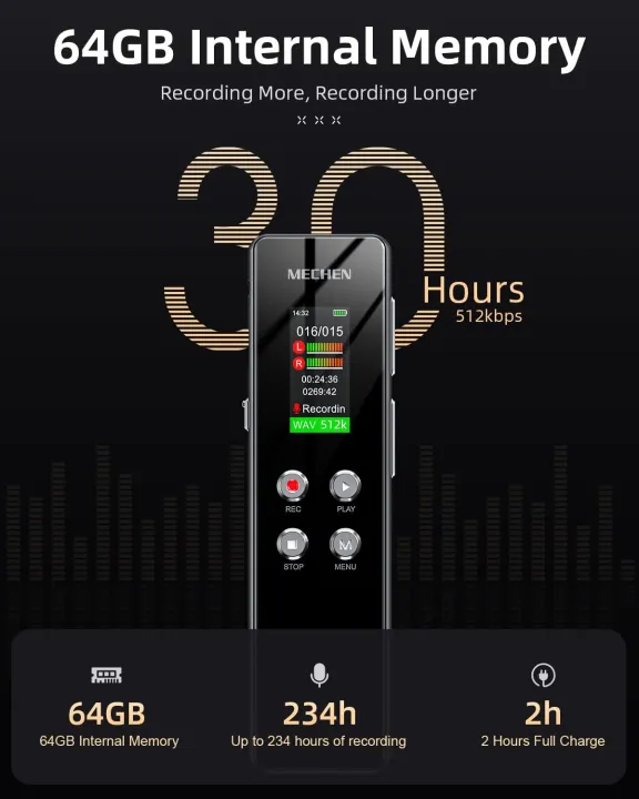 MECHEN%2064GB%20Digital%20Voice%20Recorder%20Voice%20Activated%20with%20Playback%20for%20Lectures%20Meetings%20Audio%20Recording%20Device%20Dictaphone%20-%20Image%202