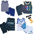 Pack of 3 Sando with Shorts for Newborn Babies-Baba Boys-Girls sleeveless T-shirt with Shorts. 
