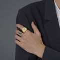 VQYSKO Solomon Six-Pointed Star 12 Constellation Round Signet Rings Stainless Steel Band for Men Women.