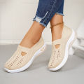Women's athletic shoes, casual breathable slip-on, lightweight outdoor flat shoes, women's footwear, sneakers. 