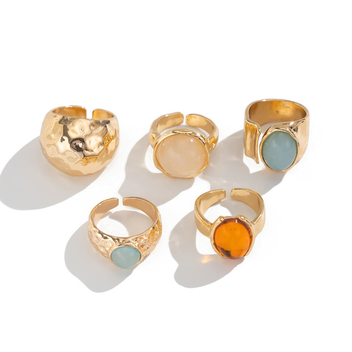 Ingemark%205Pcs/Set%20Retro%20Gold%20Color%20Irregular%20Metal%20Ring%20for%20Women%20Bohemian%20Open%20Adjustable%20Wide%20Ring%20Aesthetic%20Y2K%20Jewelry%20%20-%20Image%204