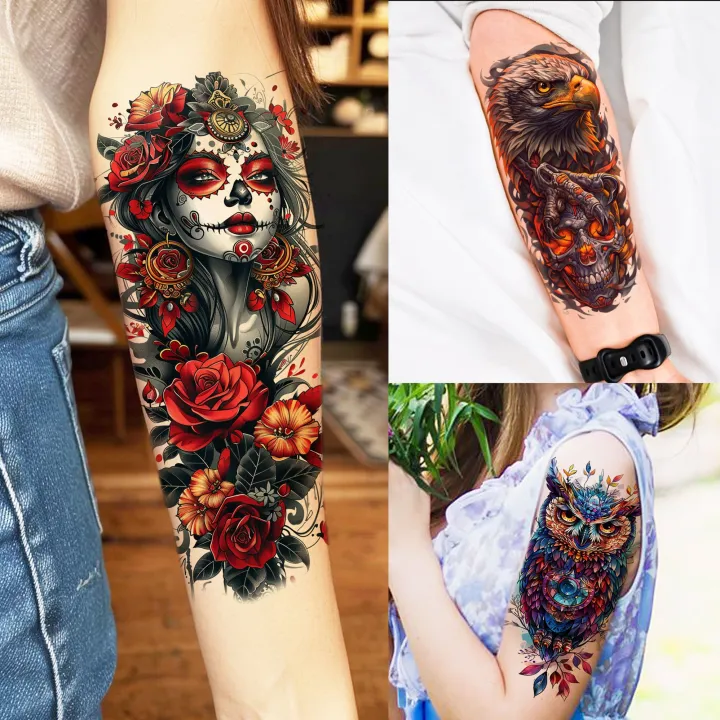 71%20Sheets%20Skull%20Lion%20Dragon%20Flowers%20Temporary%20Tattoos%20For%20Adults%20Old%20School%20Fake%20Tattoo%20Stickers%20Tiger%20Wolf%20Temp%20Tatoos%20Body%20Art%20-%20Image%204
