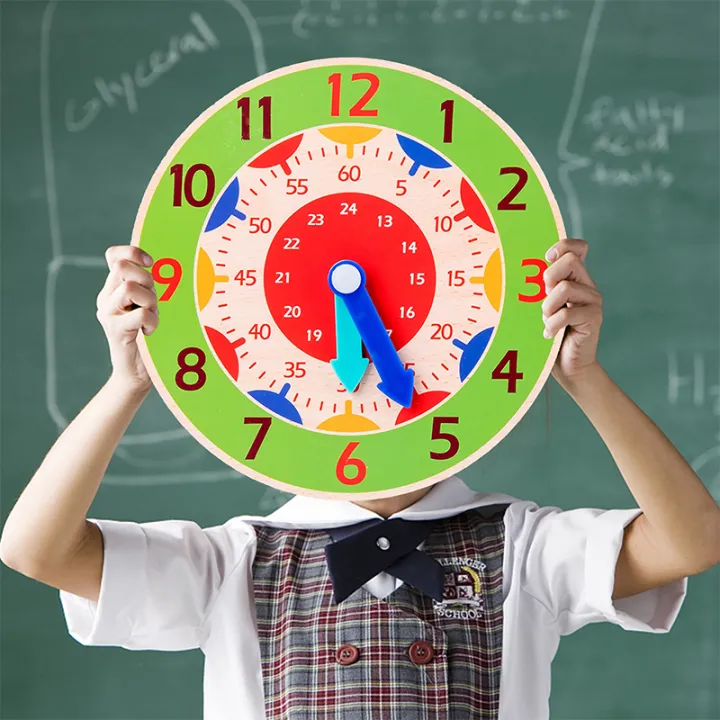 Children Montessori Clock Educational Toys Hour Minute Second Cognition ...