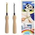 Wooden Handle Poking Needle Set Embroidery Punch Needle Weaving Tools Creative Pattern Manual Craft DIY Sewing Tool. 