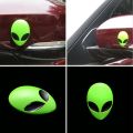 1 Pcs Metal 3D Alienware Alien Head Auto Logo Sticker Vinyl Badge Emblem Motorcycle Car Head Cover Sticker Car Body Styling. 