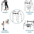 6 in 1 Multi  Functional Height Adjustable Bedside 6 in 1 Patient/Commode Assist with Removable Pot | Walking Frame for Adults, Old Age, Disabled, & Senior Citizens Walker Commode Shower chair M305 - Mobilita. 