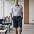 Summer 100% Cotton Solid Dress Shorts Men High Quality Casual Business Social Elastic Waist Men Shorts Lightweight Beach Shorts.