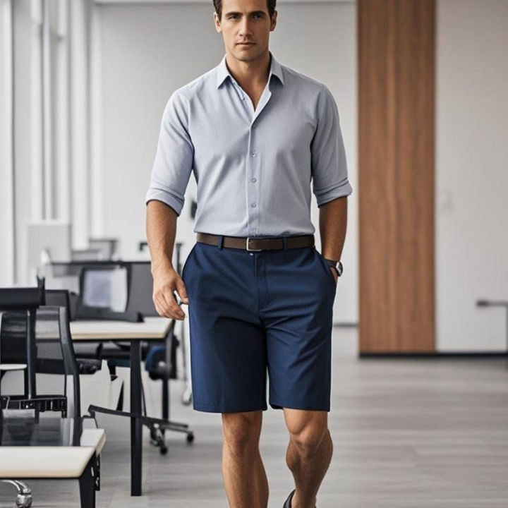 Summer 100% Cotton Solid Dress Shorts Men High Quality Casual Business Social Elastic Waist Men Shorts Lightweight Beach Shorts