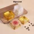 50pcs Clear Plastic Mini Cake Box Set  Baking and Kitchen Tools, ldeal for Camping, Dining, Restaurants and Bakeries. 